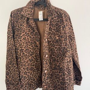 GAP Women's Tan Leopard Print Utility Jacket